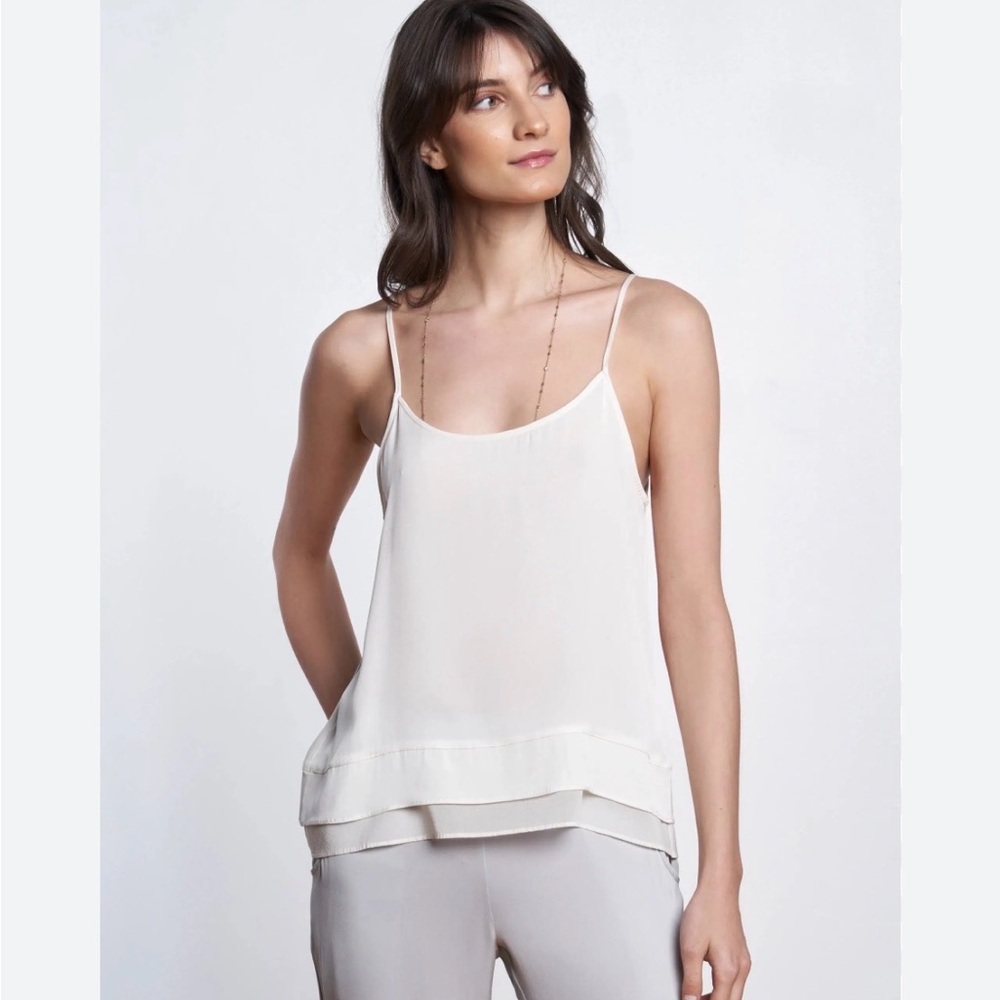 ☀️Krisa Revolve Ivory Ruffle Cami Tank Top Size XSmall Flowy NWT